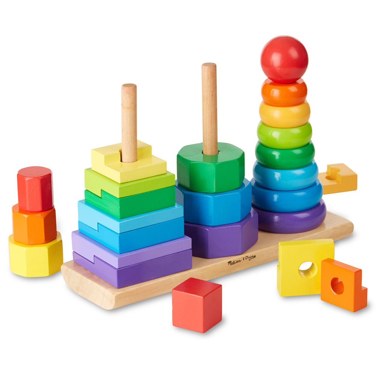 melissa and doug wooden geometric stacker