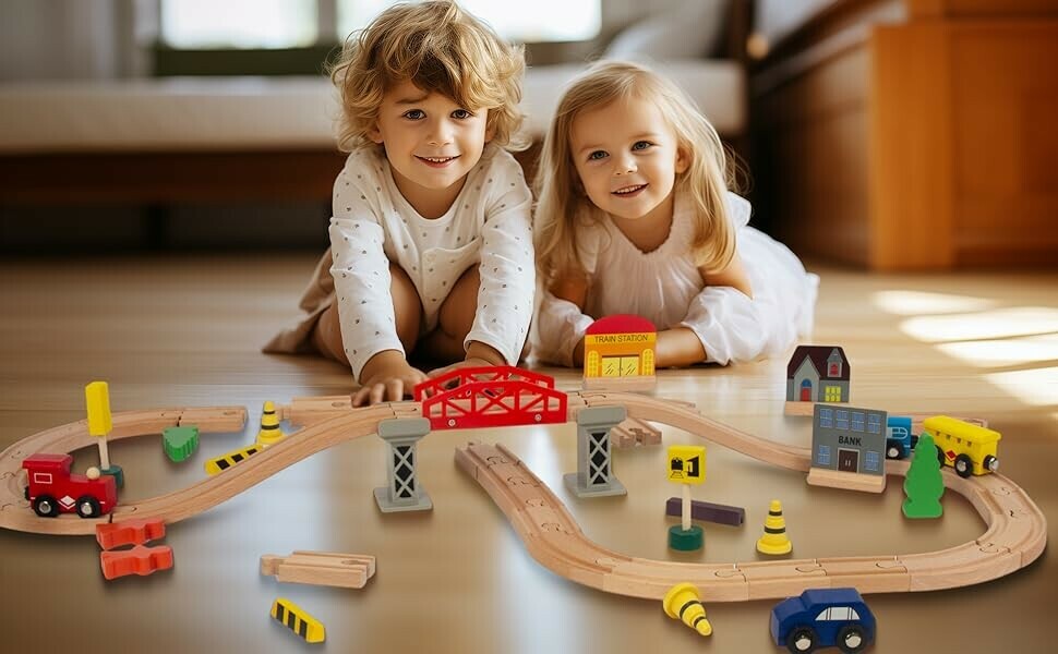 wooden train sets for toddlers